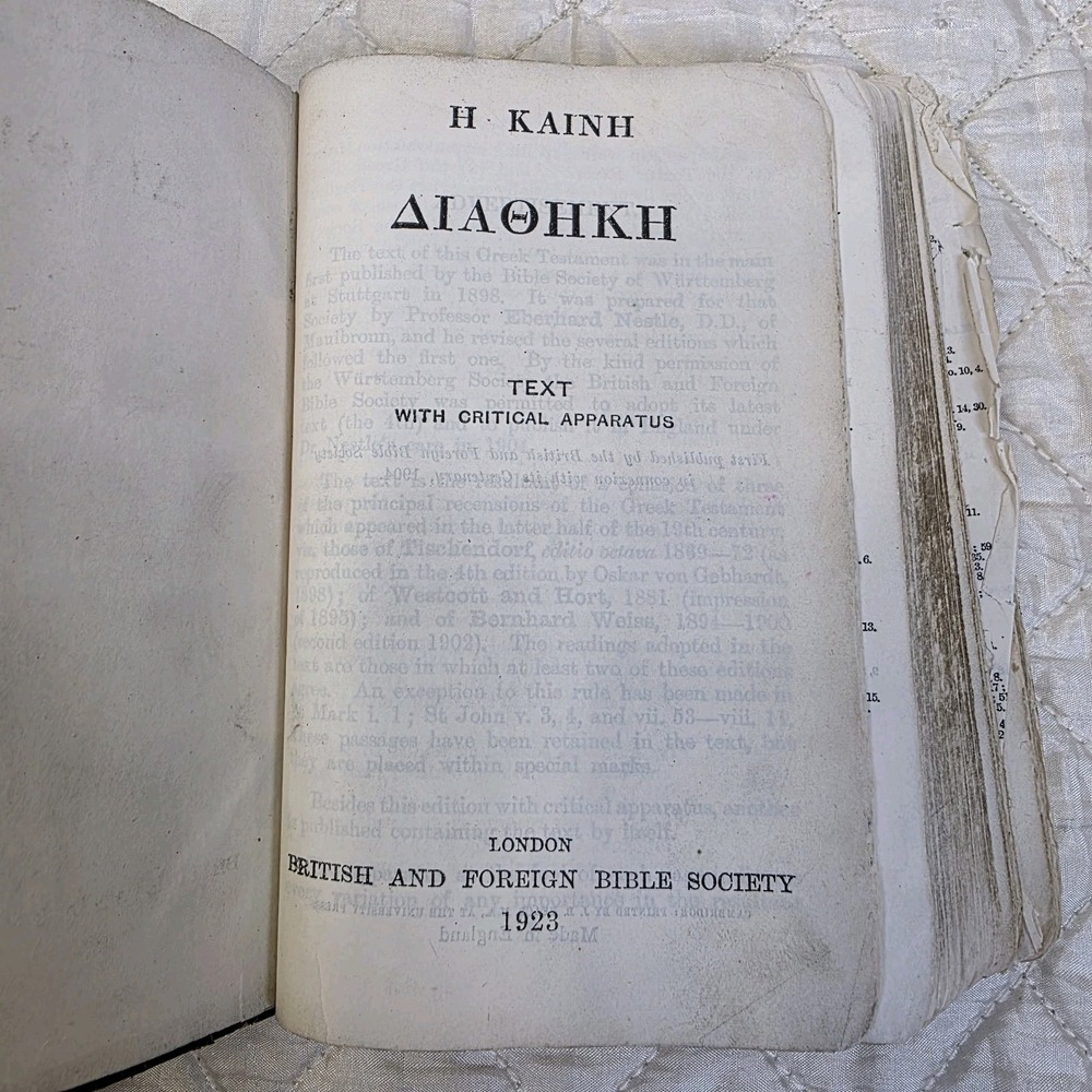 Antique Greek New Testament Bible 1923 London British And Foreign Bible Society - Picture 7 of 16